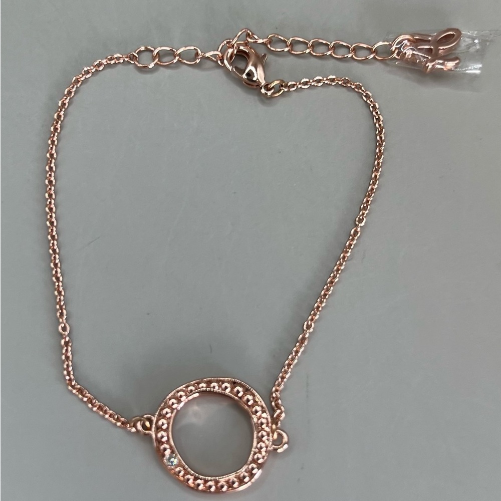ADORE Rose Gold Plated Circle Bracelet, Swarovski Crystal, 6-1/2”-8”, NWOT